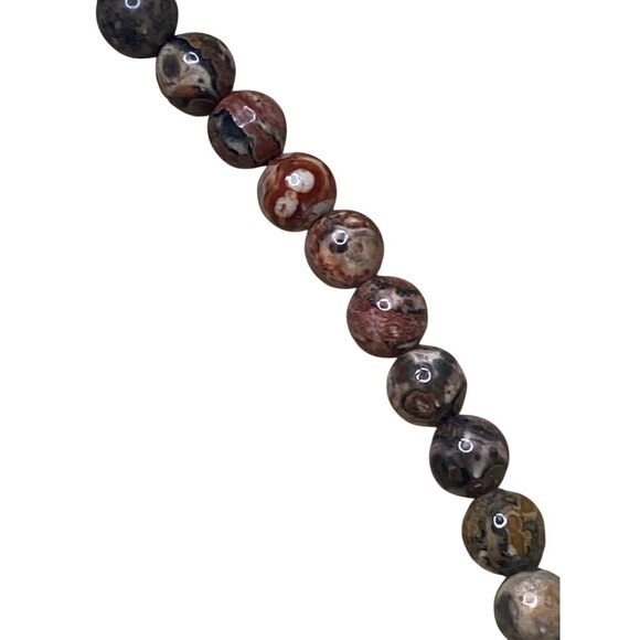 Red Jasper & Rhyolite Beaded Necklace With Silver Clasp - Picture 12 of 14